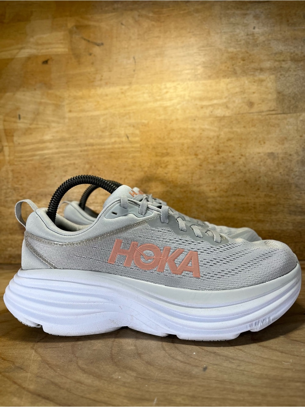 Hoka One One Bondi 8 REFLECTIVE Womens Size 8 Running Shoes Sneakers Gray